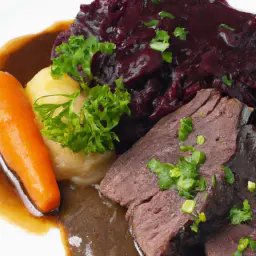 Sauerbraten mit Rotkohl und Klößen